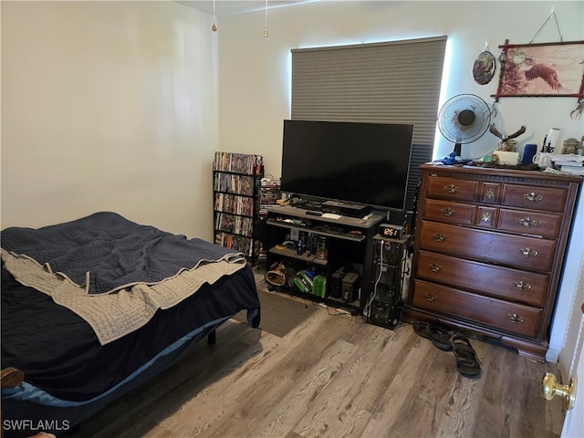 bedroom featuring light wood-type flooring