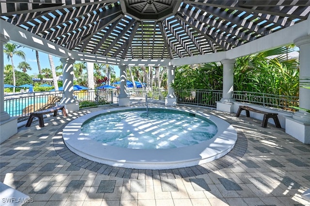 view of pool with a pergola