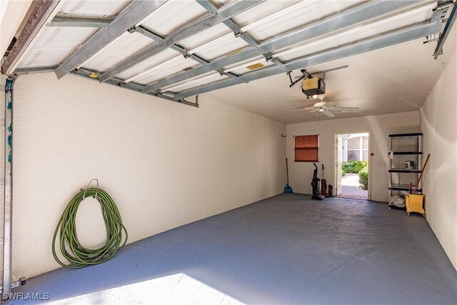 garage with a garage door opener