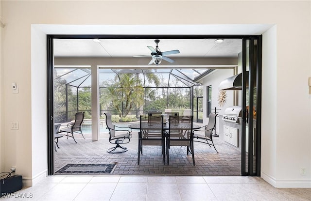 interior space with plenty of natural light and a ceiling fan