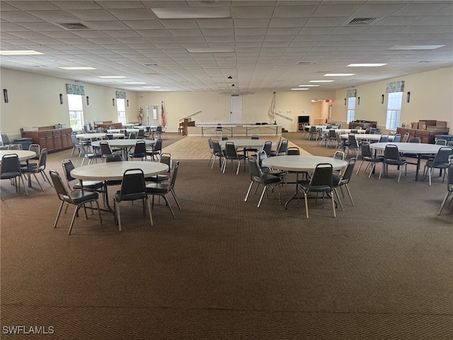 dining room featuring carpet