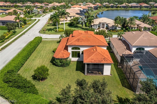 bird's eye view featuring a water view