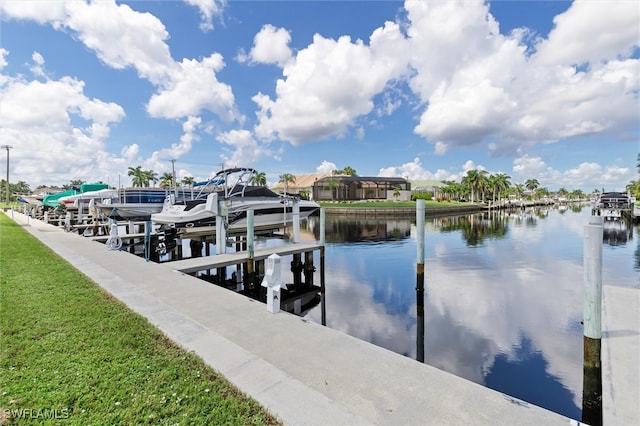 view of dock featuring a water view