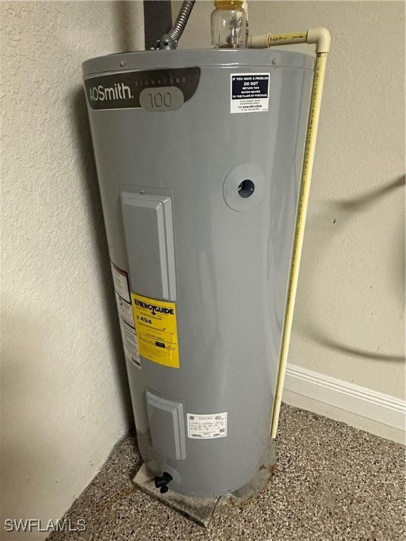 utility room with water heater