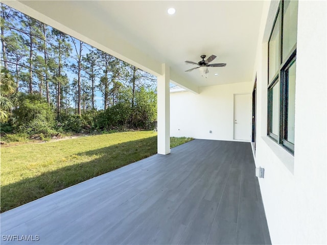 view of patio / terrace with ceiling fan