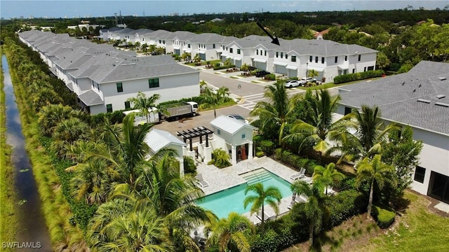 bird's eye view with a residential view