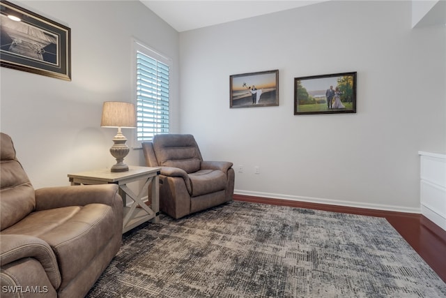 living room featuring dark hardwood / wood-style flooring