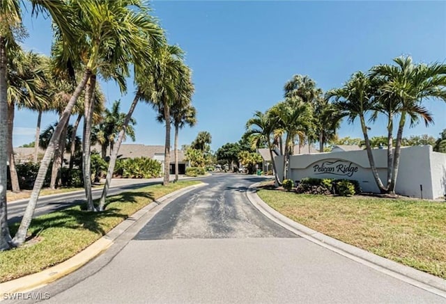 view of street featuring curbs