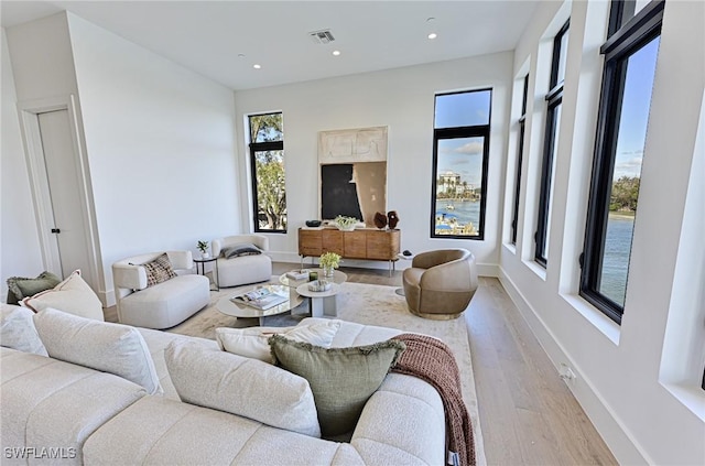 living room featuring light hardwood / wood-style floors