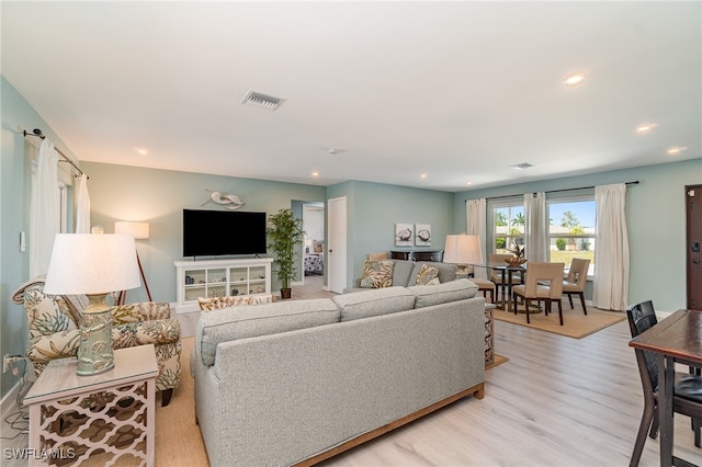 living room with light wood-type flooring