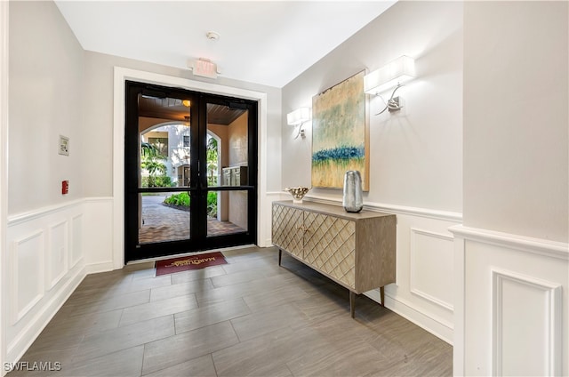 doorway to outside featuring french doors