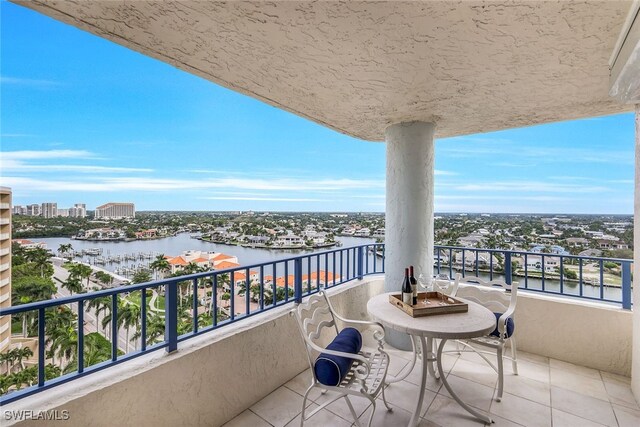 balcony with a water view