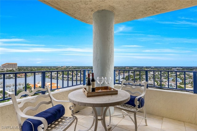 balcony with a water view