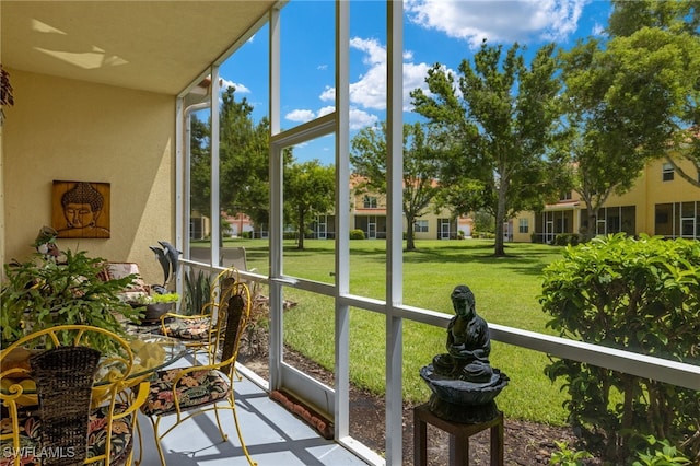 view of unfurnished sunroom