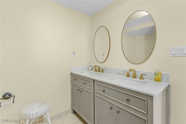 bathroom featuring vanity and tile patterned flooring