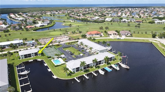 bird's eye view featuring a water view