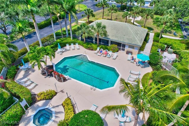 view of pool featuring a patio