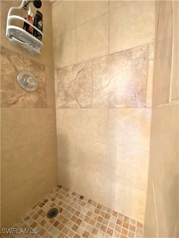 bathroom with a tile shower