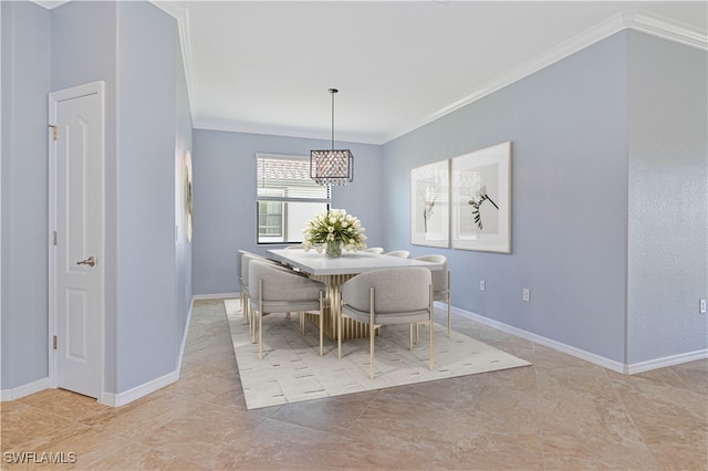 unfurnished dining area featuring ornamental molding