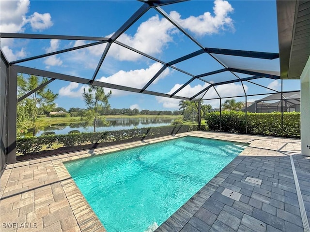13840 Amblewind Cove Way, Fort Myers, FL 33905 - outdoor pool with a water view and a patio area