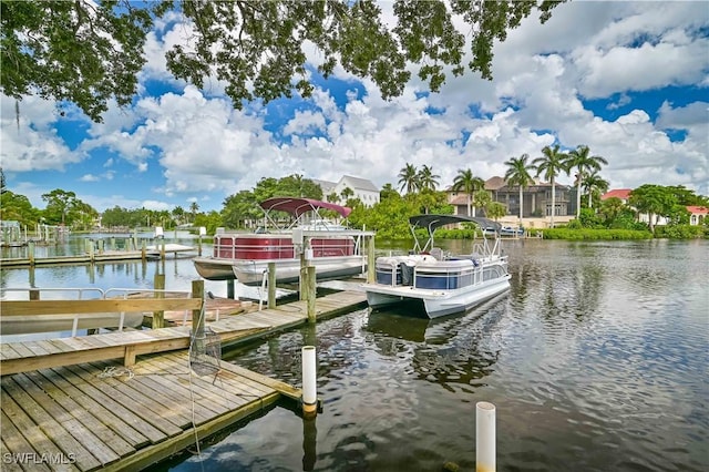 view of dock featuring a water view