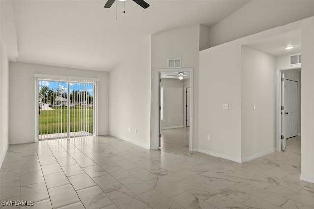 spare room featuring ceiling fan