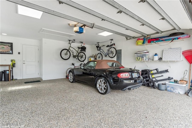 garage with a garage door opener