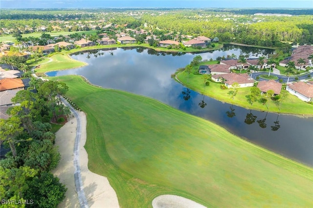 7721 Classics Dr, Naples, FL 34113 - bird's eye view featuring a residential view, golf course view, and a water view