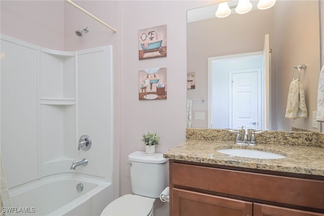 full bathroom featuring vanity, toilet, and shower / bath combination