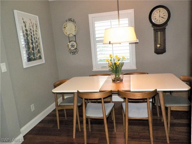 dining space featuring dark hardwood / wood-style flooring