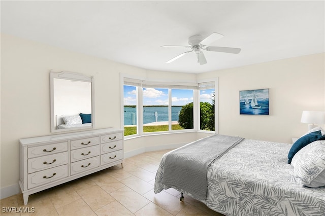 bedroom featuring ceiling fan and baseboards