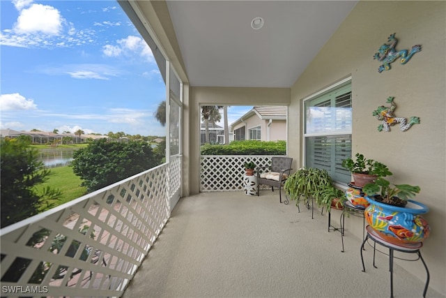 balcony with a water view