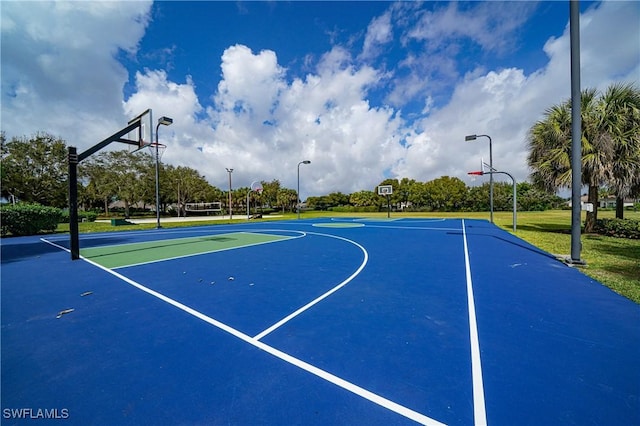 view of sport court featuring volleyball court