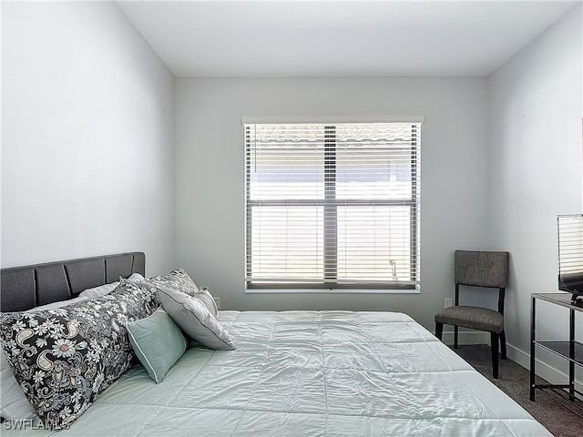 bedroom featuring multiple windows and carpet