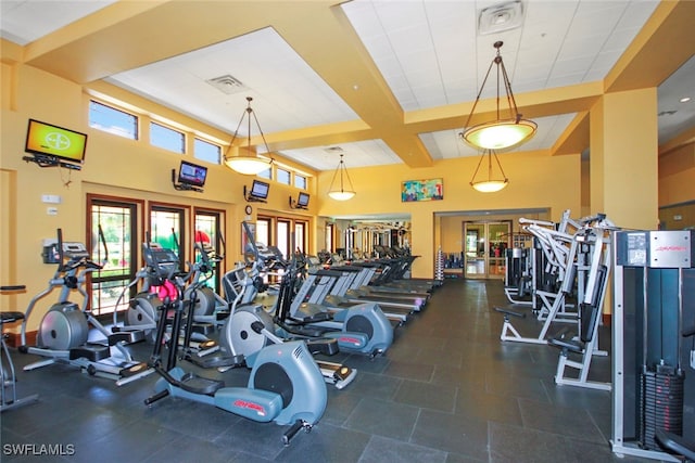 gym featuring a high ceiling