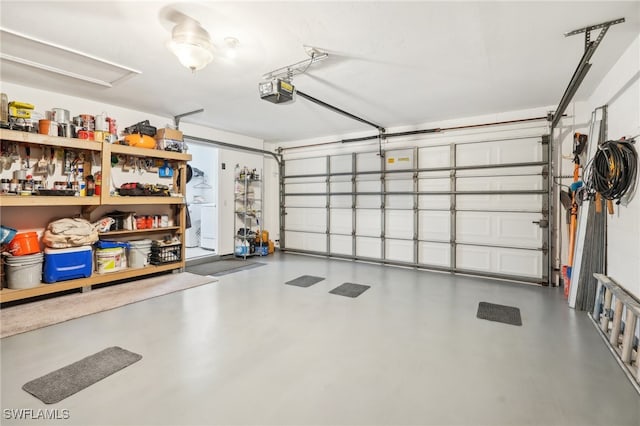 garage with a garage door opener