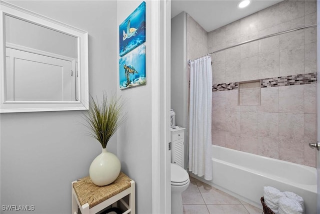 14151 Nautica Ct, Naples, FL 34114 - bathroom featuring toilet, shower / tub combo, and tile patterned flooring