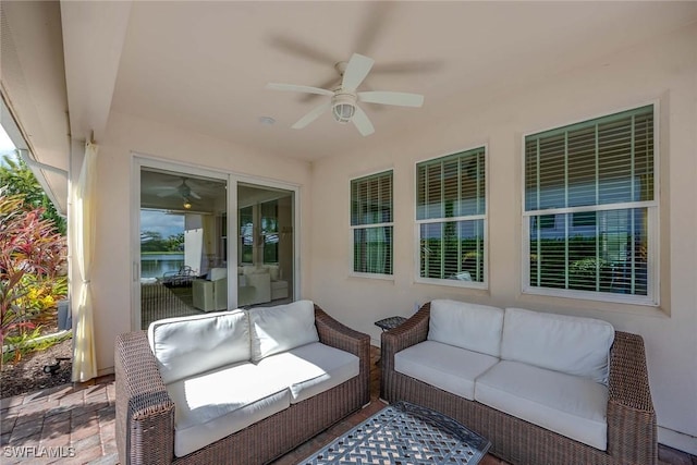 14151 Nautica Ct, Naples, FL 34114 - view of patio / terrace with outdoor lounge area and a ceiling fan