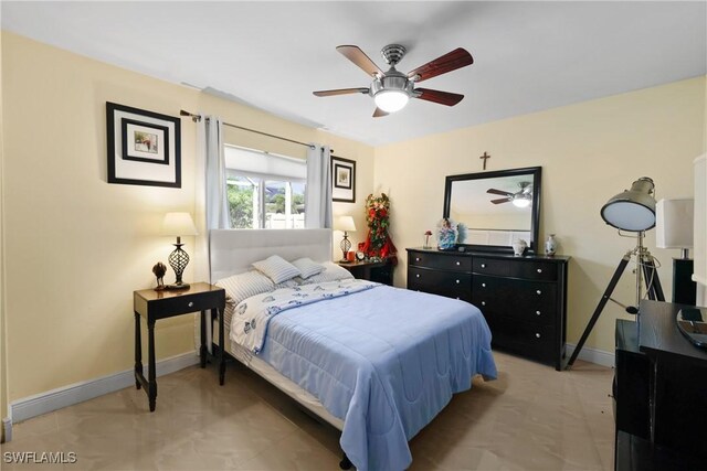 bedroom featuring ceiling fan