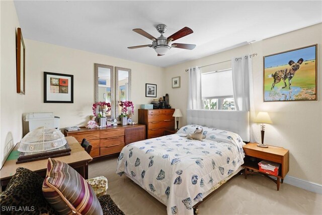 bedroom featuring ceiling fan