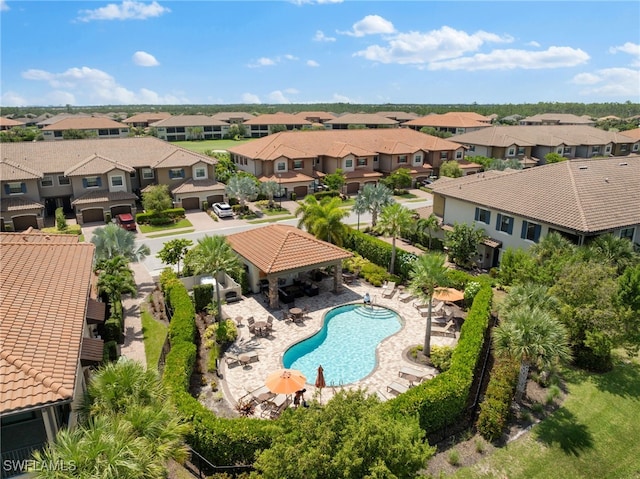 drone / aerial view with a residential view