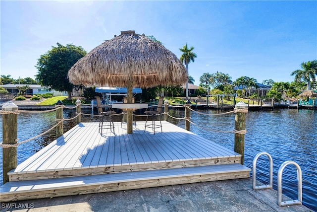 view of dock featuring a water view