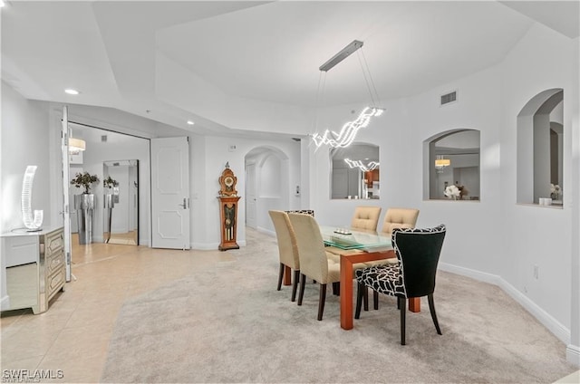 view of carpeted dining room