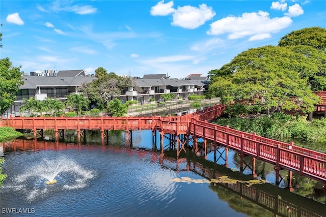 dock area with a water view