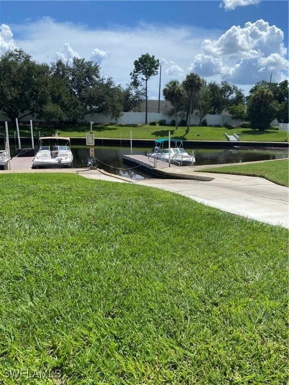 view of yard with a water view