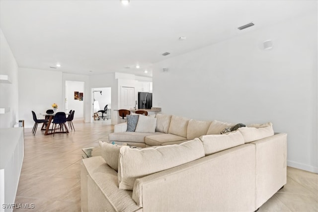 view of tiled living room