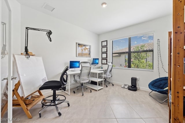 view of tiled home office