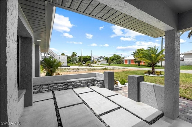 view of patio with stairway