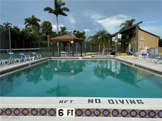 view of pool featuring a gazebo