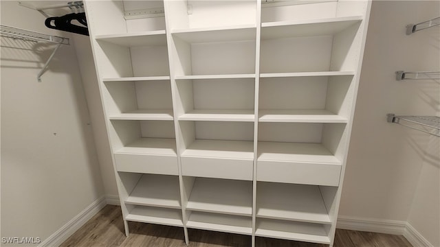 spacious closet featuring hardwood / wood-style flooring